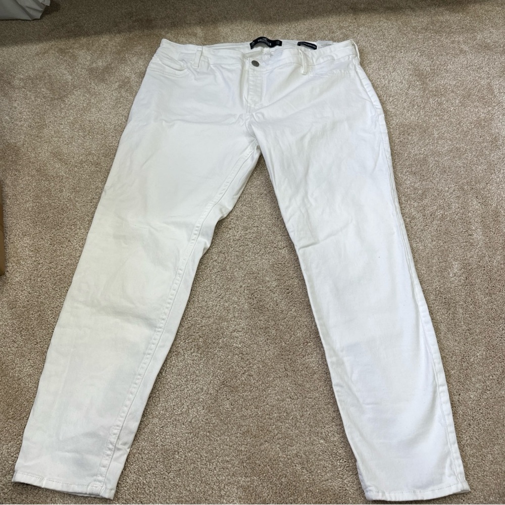Hollister women’s low rise super skinny crop white jeans